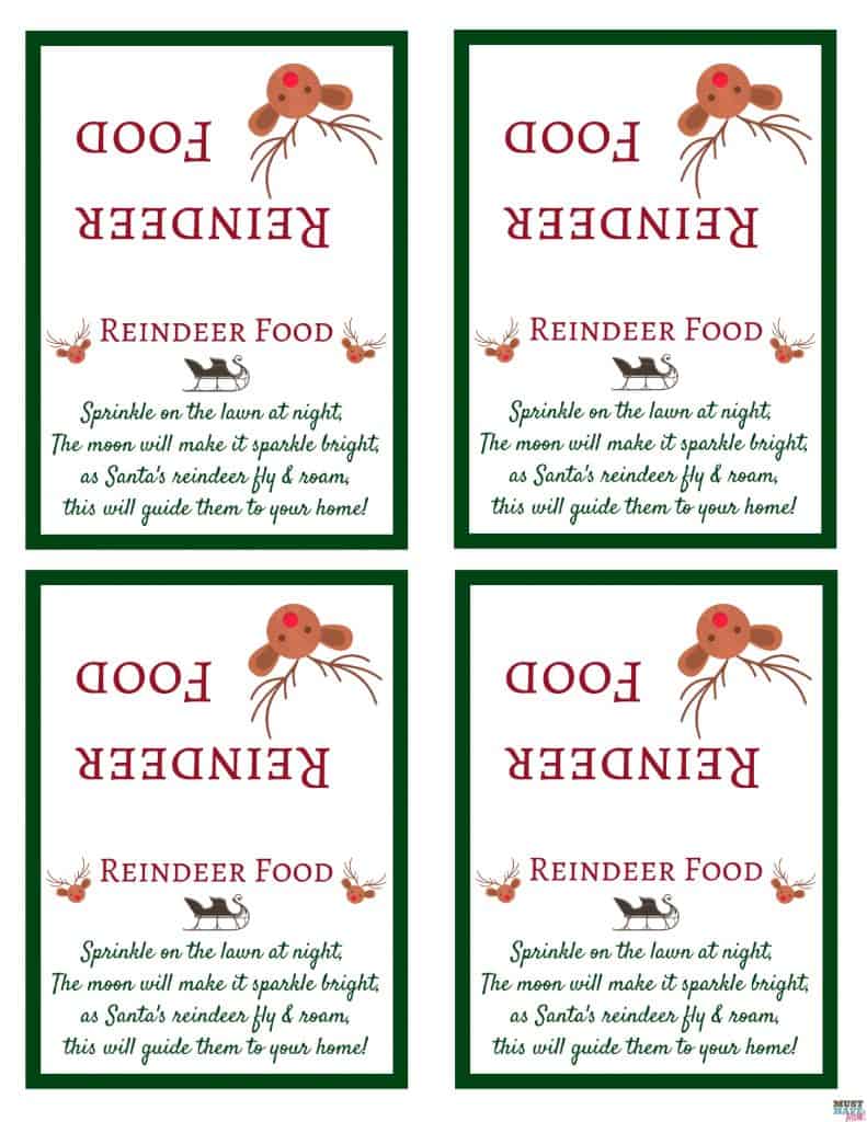 santa's magic reindeer food with free printable bag topper & poem